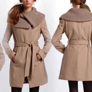 Anthropologie Judith Collar Wool Coat, Camel